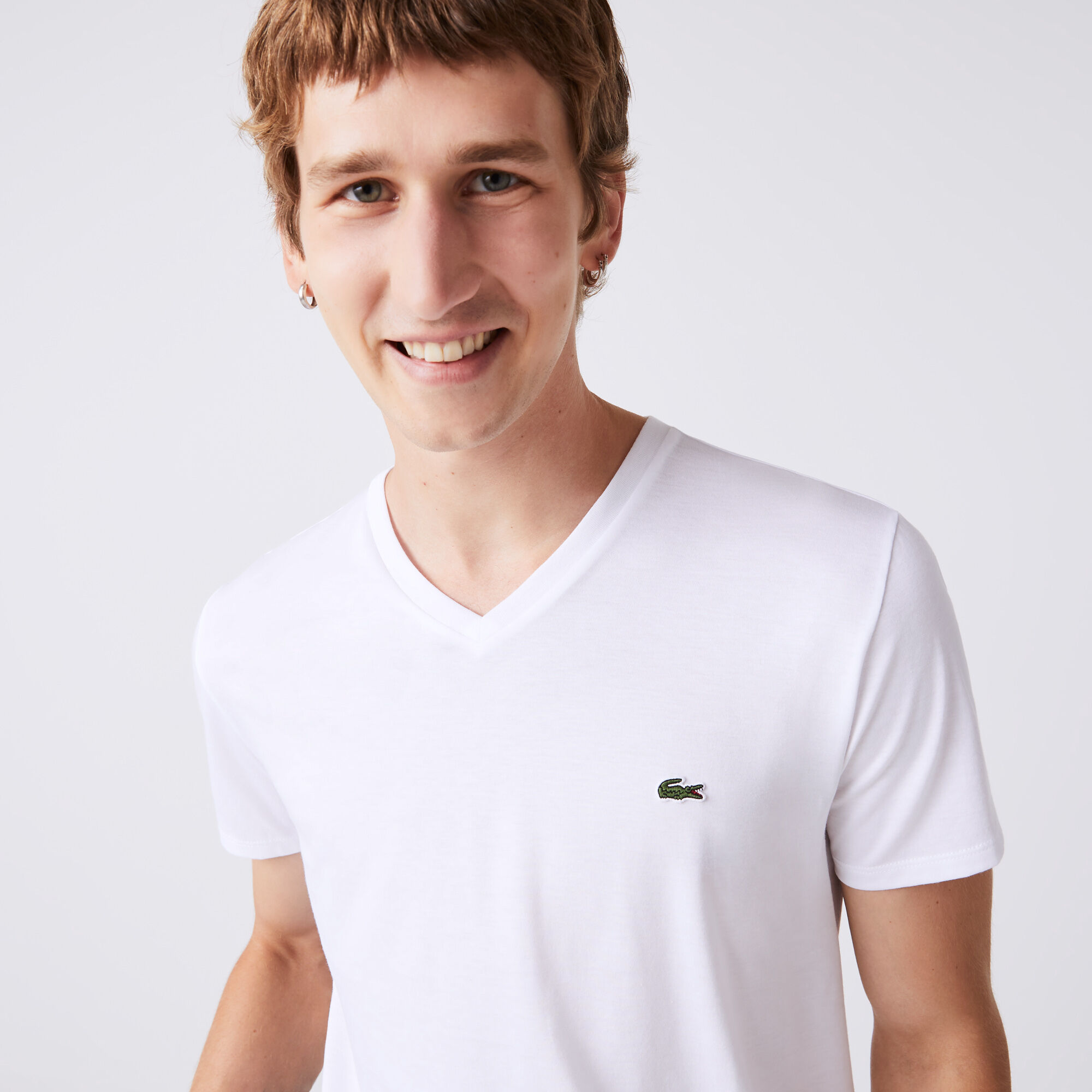 lacoste v neck tee shirts