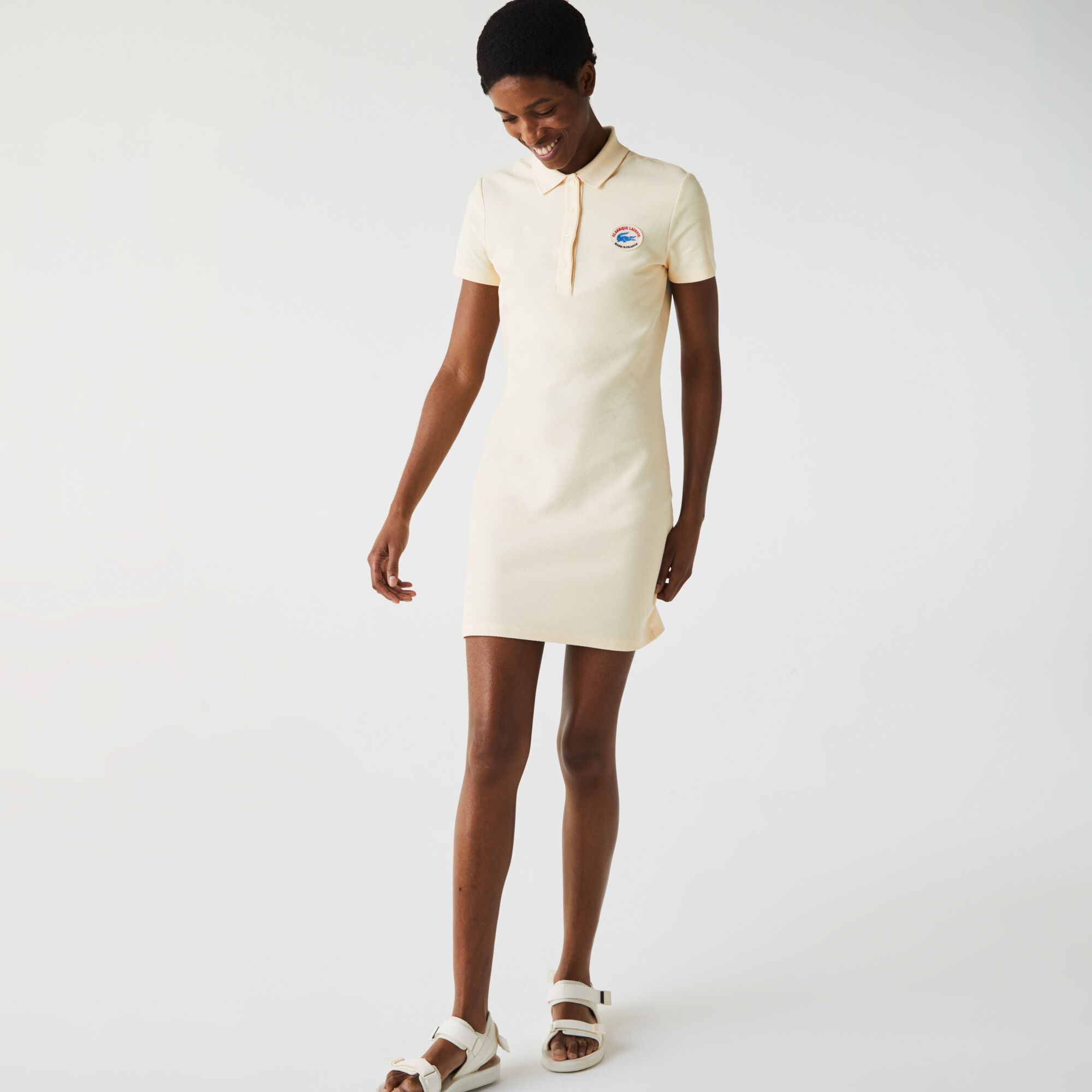 white polo collar dress