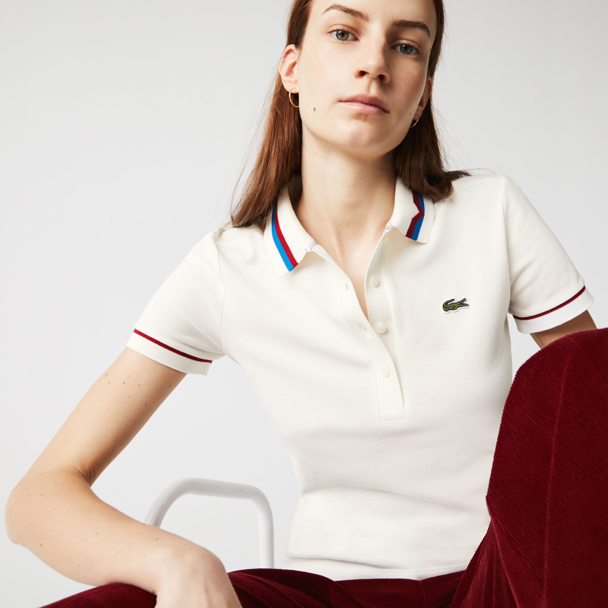 women's lacoste polo tops