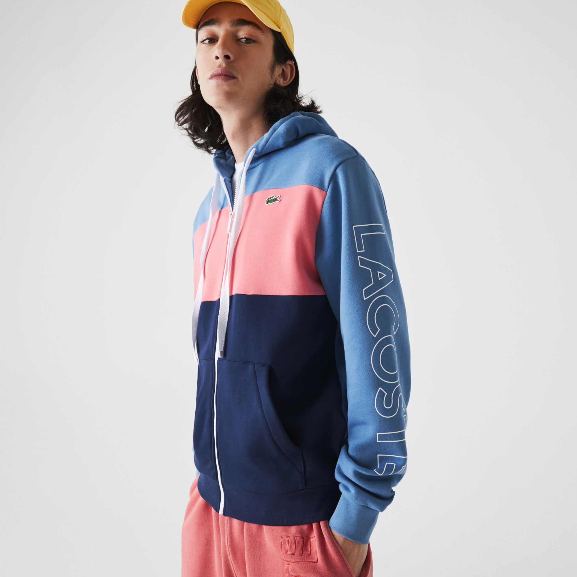 lacoste hoodie colorblock