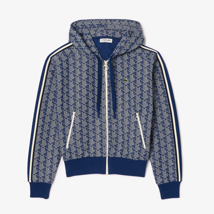 Monogram Jacquard Zip Front Hoodie - SF7606-00-QIE