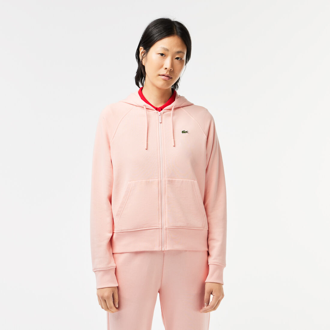 Women's Lacoste Hooded Organic Fleece Zippered Jogger Sweatshirt - SF9213-00-SFI