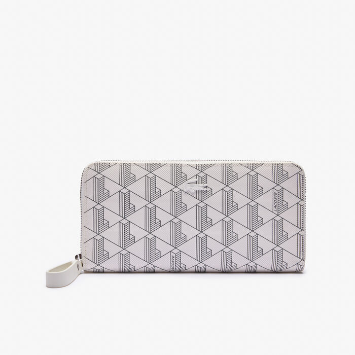 Women's Lacoste Monogram Print Zip Wallet - NF3958DG-N06